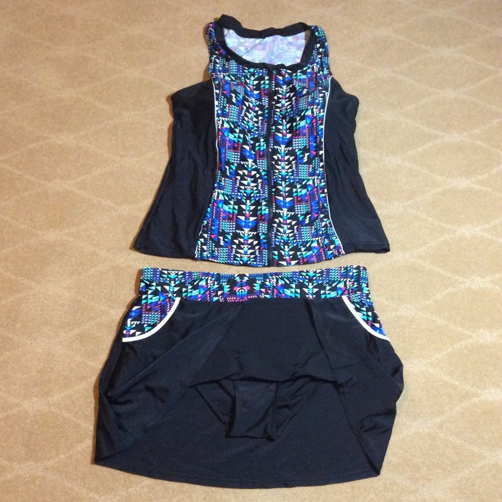 NWOT 2-Piece Zippered Tankini and Skirt, 2XL - Picture 4 of 10